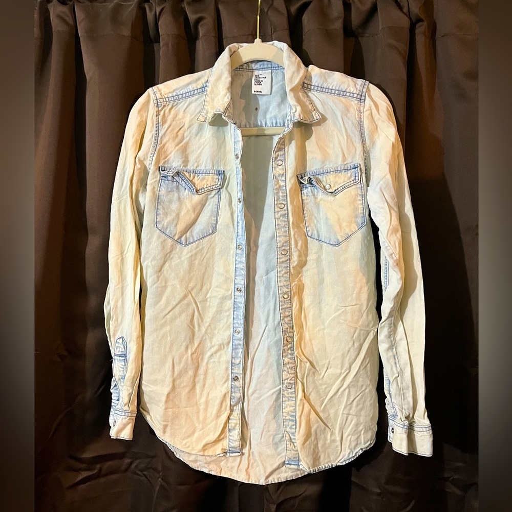 Ladies By H & M and Denim Shirt, Size 2, very washes and faded, super cute